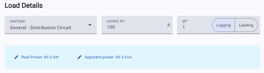 myCableEngineering load details settings