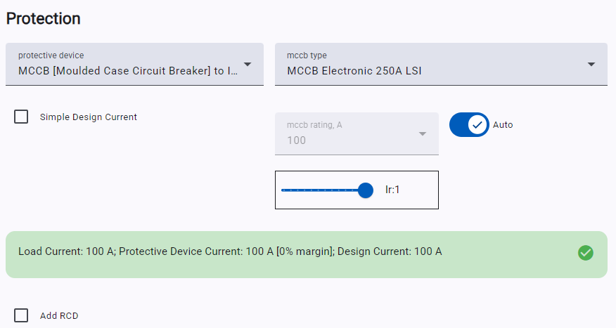 myCableEngineering protection settings