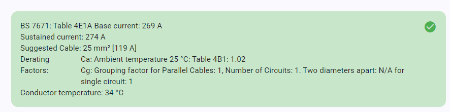 myCableEngineering voltage drop settings